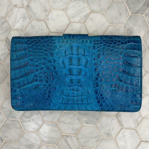 River turquoise blue real Crocodile leather handbag/Clutch barely worn-mint! - Picture 2 of 7